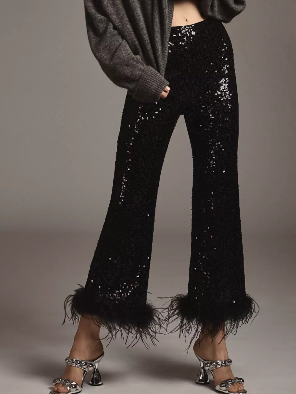 Anthropologie x Hutch Koto Faux Feather Pants - Black - Size 2